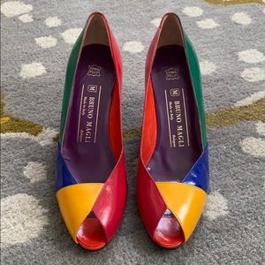 Bruno Magli Vintage Peeptoe Heels Pinup Sz 8 AAA